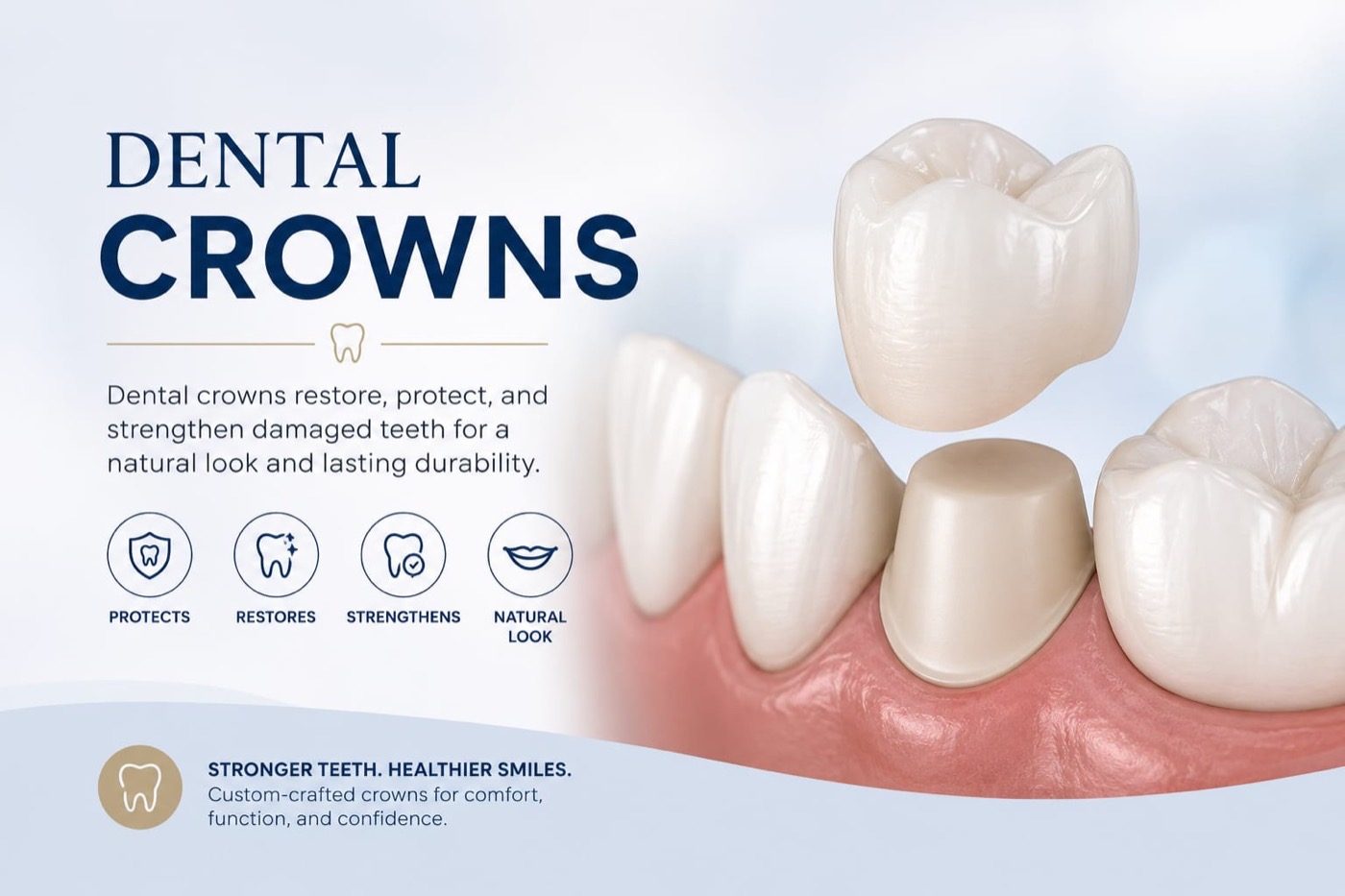 A dental crown being matched to a patient's teeth