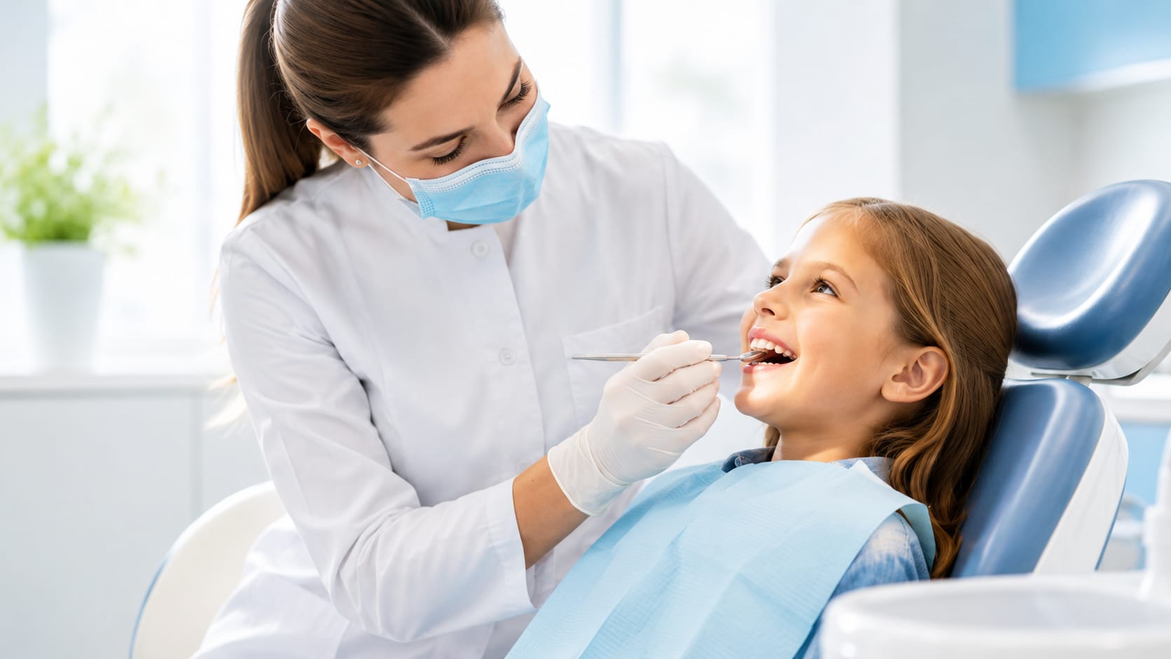 A child having a dental check-up