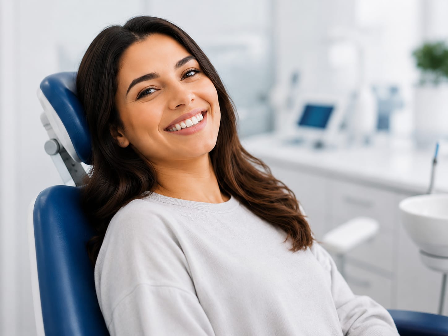 A patient smiling after cosmetic dental treatment